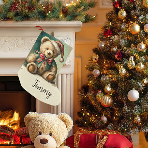 Petite Chaussette De Noël Ours en peluche de Noël vintage