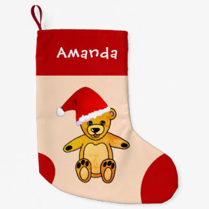 Petite Chaussette De Noël Ours en peluche mignonne avec Santa Clause Casquet
