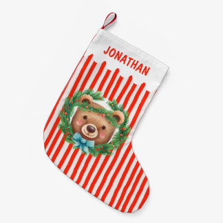 Petite Chaussette De Noël Ours Enfants Enfants Mignon Nom Personnalisé Garço