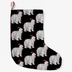 Petite Chaussette De Noël Ours polaire drôle de Noël Animal Lights Amoureux