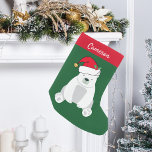 Petite Chaussette De Noël Ours polaire mignon à Santa Hat Monogramme Enfants<br><div class="desc">Ours polaire mignon semis de Noël dans beau vert et rouge.. Ce joli animal a l'air très mignon dans un chapeau de Noël rouge de vacances avec un petit sourire. Customisez ce cadeau pour enfants avec votre propre personnalisation sous les ours polaires.</div>