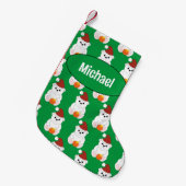 Petite Chaussette De Noël Ours polaire Noël Père Noël vert mignon Votre nom (Devant (Accrochage))