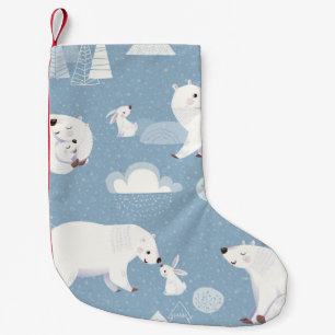 Petite Chaussette De Noël Ours polaires Hiver Vintage