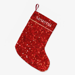 Petite Chaussette De Noël Paillettes numériques rouges et scintillements