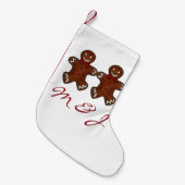 Petite Chaussette De Noël Pain d'épices Homme Couple Initiales Noël (Devant (Accrochage))