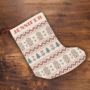 Petite Chaussette De Noël Pain d'épices Noël Pine Arbre de cloches Nom perso