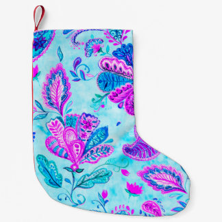 Petite Chaussette De Noël Paisley aquarelle motif floral tuile : fleurs, f