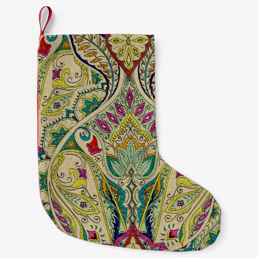 Petite Chaussette De Noël Paisley motif de l'Inde, frontière bohème. (Devant)