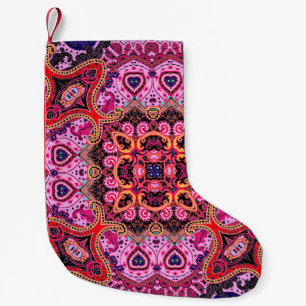Petite Chaussette De Noël Paisley multicolore, design d'impression d'écharpe