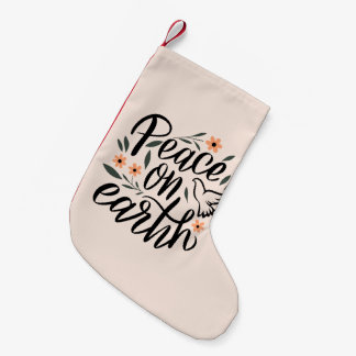 Petite Chaussette De Noël Paix sur Terre Design Floral