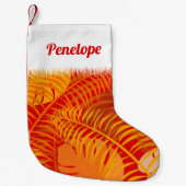 Petite Chaussette De Noël Palme Tropical Feuille Cosy Rouge Orange (Devant)