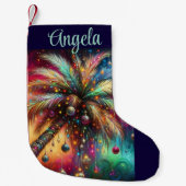 Petite Chaussette De Noël Palmier de Noël Whimsical Tropical Beach Vivid (Devant)