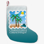 Petite Chaussette De Noël Palmier Flammes de Vacances Plage Noël (Devant)