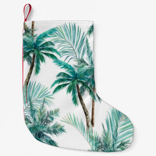 Petite Chaussette De Noël Palmier tropical : Motif de la jungle aquarelle.