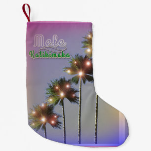 Petite Chaussette De Noël Palmiers Avec Lumières Mele Kalikimaka