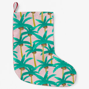 Petite Chaussette De Noël Palmiers tropicaux : Motif d'été d'aquarelle