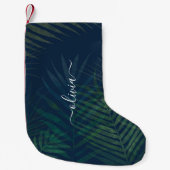 Petite Chaussette De Noël Palmiers vert foncé motif feuille (Devant)