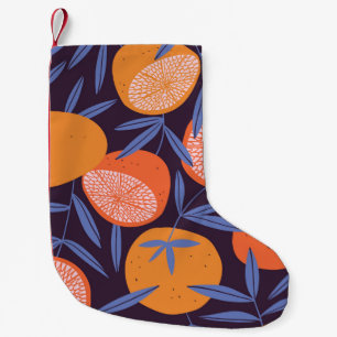Petite Chaussette De Noël Pamplemousse Vintage, Motif de fruits tropicaux.