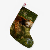 PETITE CHAUSSETTE DE NOËL PANDA ROUGE SUR BRANCHE ARBRE VERT (Devant (Accrochage))