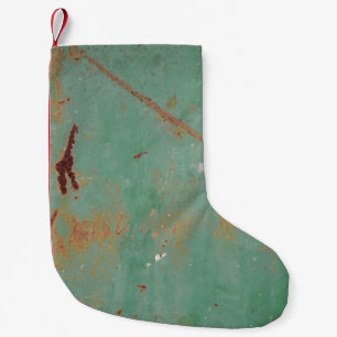 Petite Chaussette De Noël Panneau urbain patiné en métal texturé rouillé t