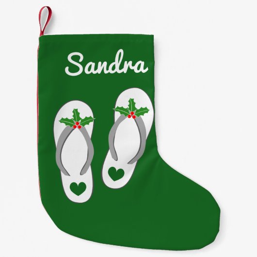 Petite Chaussette De Noël Pantoufles de plage tropicale personnalisée (Devant)