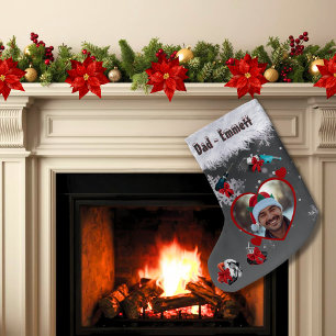Petite Chaussette De Noël Papa Gris Noir Aime les Outils Électriques avec le