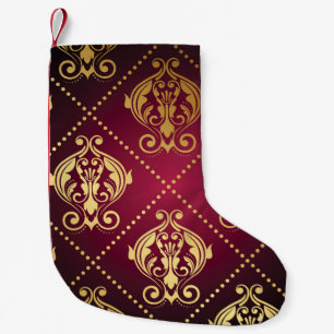 Petite Chaussette De Noël Papier peint Vintage Maroon Gold Orament