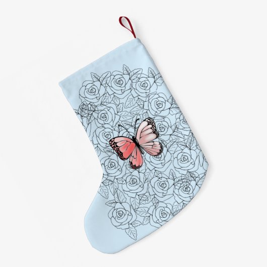 Petite Chaussette De Noël Papillon Noël Stocker avec Rose (Dos (Accrochage))