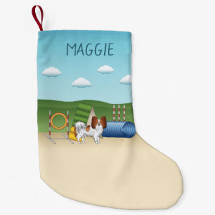 Petite Chaussette De Noël Papillon Rouge Et Blanc Avec Équipement D'Agilité