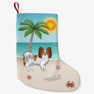 Petite Chaussette De Noël Papillon Rouge Et Blanc Plage Été Tropicale
