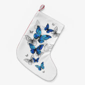 Petite Chaussette De Noël Papillons volants bleus Morpho (Devant (Accrochage))