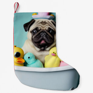Petite Chaussette De Noël Paradis du Pug : Une Beauté au Bain dans la Baigno