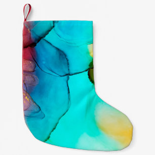 Petite Chaussette De Noël Partie de peinture à l'encre d'alcool, macro photo
