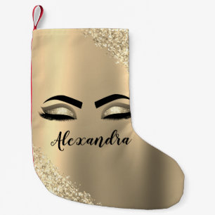 Petite Chaussette De Noël Parties scintillant Gold Sparkle Eyelashes Nom du 