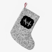 Petite Chaussette De Noël Parties scintillant gris argent scintille Monogram (Devant (Accrochage))
