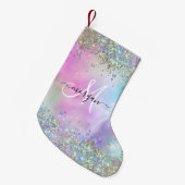 Petite Chaussette De Noël Parties scintillant holographique Rainbow Pastels (Devant (Accrochage))