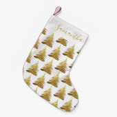 Petite Chaussette De Noël Parties scintillant or élégant Arbres Nom (Devant (Accrochage))