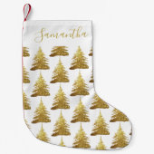 Petite Chaussette De Noël Parties scintillant or élégant Arbres Nom (Devant)