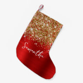 Petite Chaussette De Noël Parties scintillant or Nom de glam rouge (Devant (Accrochage))