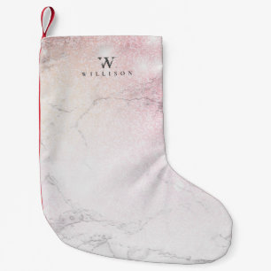 Petite Chaussette De Noël Parties scintillant rose en marbre personnalisée