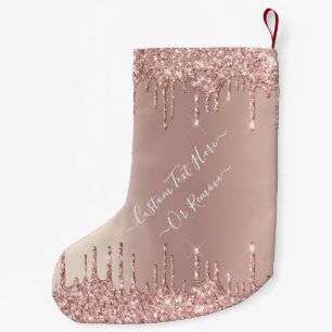 Petite Chaussette De Noël Parties scintillant rose Gold Blush Éclats Texte 