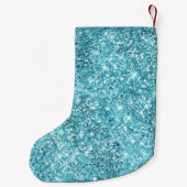 Petite Chaussette De Noël Parties scintillant Turquoise Aqua Glitz (Dos)