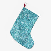 Petite Chaussette De Noël Parties scintillant Turquoise Aqua Glitz (Devant (Accrochage))