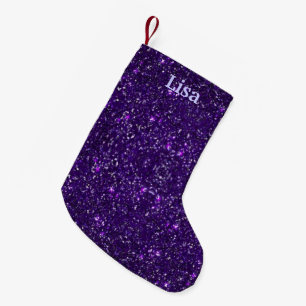 Petite Chaussette De Noël Parties scintillant violet personnalisée Stockage 