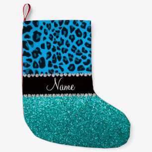 Petite Chaussette De Noël Parties scintillantes nommées de turquoise de