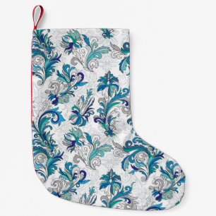 Petite Chaussette De Noël Pastel Floral Doodle Motif Vintage.