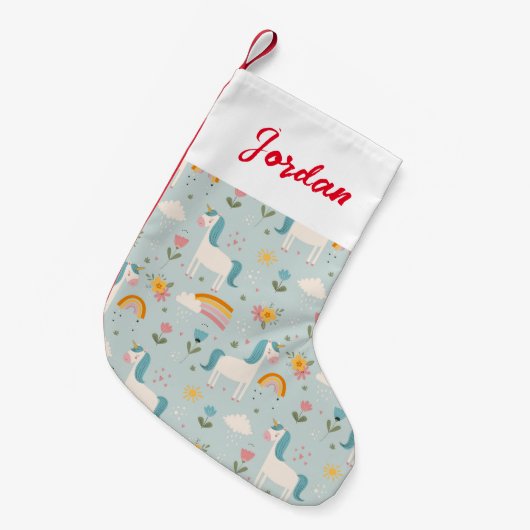 Petite Chaussette De Noël Pastel mignon Rainbow Unicorn Motif (Devant (Accrochage))