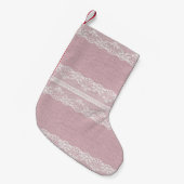 Petite Chaussette De Noël Pastel rose blanc dentelle texture (Devant (Accrochage))