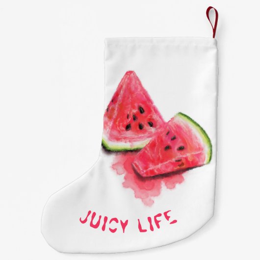 Petite Chaussette De Noël Pastèque rousse doux juteuse Noël Stocking (Dos)