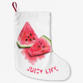 Petite Chaussette De Noël Pastèque rousse doux juteuse Noël Stocking (Devant)